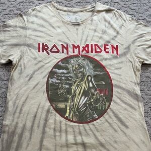 🎸 '22 Iron Maiden Band Derek Riggs Eddie Skull Mascot Tie-Dye Global Brand Tee